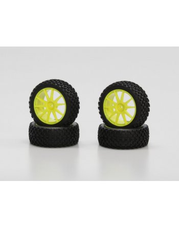 IHTH03Y X-Pattern Tire With Wheel(Yellow/Mini In IHTH03Y  - KYOSHO RC